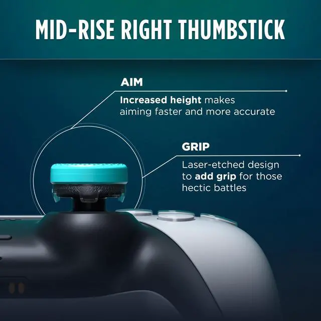 Alt view image 5 of 6 - Lotus for PlayStation 5 (PS5) and PlayStation 4 (PS4) | Performance Thumbsticks | 2 Mid-Rise Concave | Teal/Clear