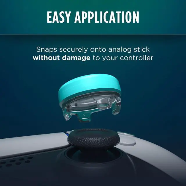 Alt view image 6 of 6 - Lotus for PlayStation 5 (PS5) and PlayStation 4 (PS4) | Performance Thumbsticks | 2 Mid-Rise Concave | Teal/Clear
