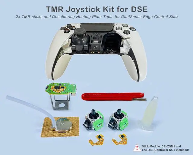 Alt view image 2 of 6 - 2x TMR Joystick and Desoldering Heating Plate Replacement for PS5 Edge Controller, Calibration PCB, TMR Hall Control Stick and Soldering Wick Repair Tools (TMR-DSE)
