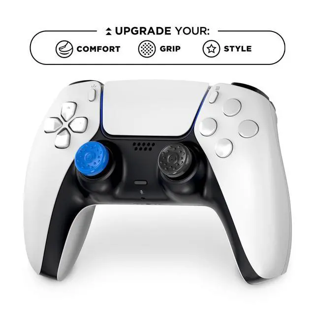 Alt view image 5 of 5 - No-Slip Thumb Grips for PlayStation 5 (PS5) and PlayStation 4 (PS4) Controller | 4 Pack | Blue and Black