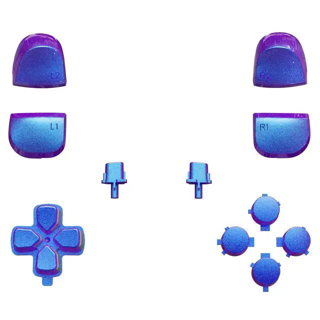Alt view image 4 of 4 - Replacement D-pad R1 L1 R2 L2 Triggers Share Options Face Buttons, Chameleon Purple Blue Full Set Buttons Compatible with ps5 Controller BDM-010 & BDM-020