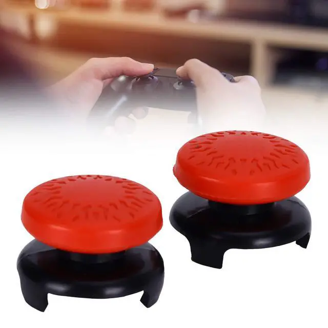 Alt view image 3 of 7 - 2Pcs Thumbstick for 3D Texture Thumb Grip Stick Joystick Thumbstick for PS 5 Controller Red