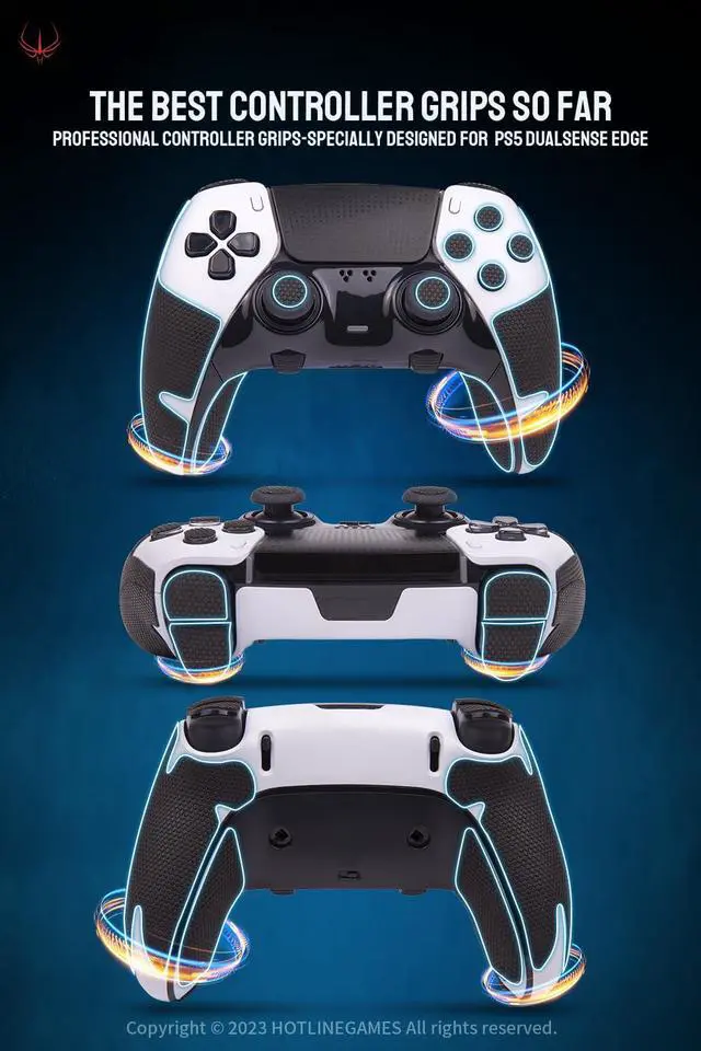 Alt view image 2 of 6 - Controller Grips Compatible with PS5 Dualsense Edge, PlayStation 5 Controller Accessories, Skin Kit, Anti-Slip Grip Tape, Sweat-Absorbent, Easy to Apply (Handle Grips+Buttons+Triggers)