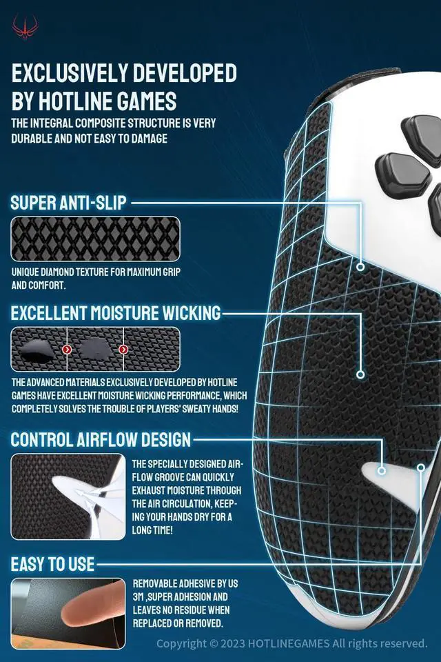Alt view image 3 of 6 - Controller Grips Compatible with PS5 Dualsense Edge, PlayStation 5 Controller Accessories, Skin Kit, Anti-Slip Grip Tape, Sweat-Absorbent, Easy to Apply (Handle Grips+Buttons+Triggers)