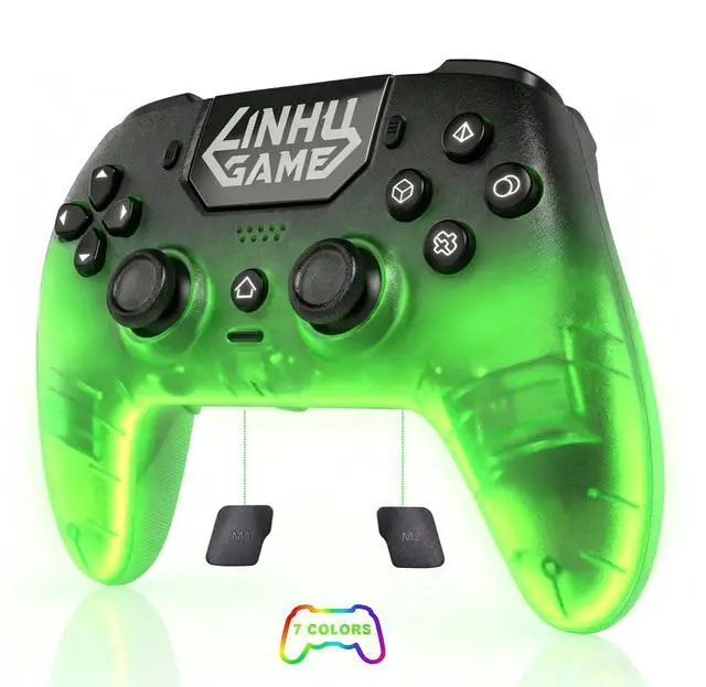 Main image of Transparent Wireless Controller for PS5/Pro/Slim/PC(Electric green),Full surround RGB, Hall-Effect Joysticks and Trigger, Macro, 1500mAh, Speaker and Mic