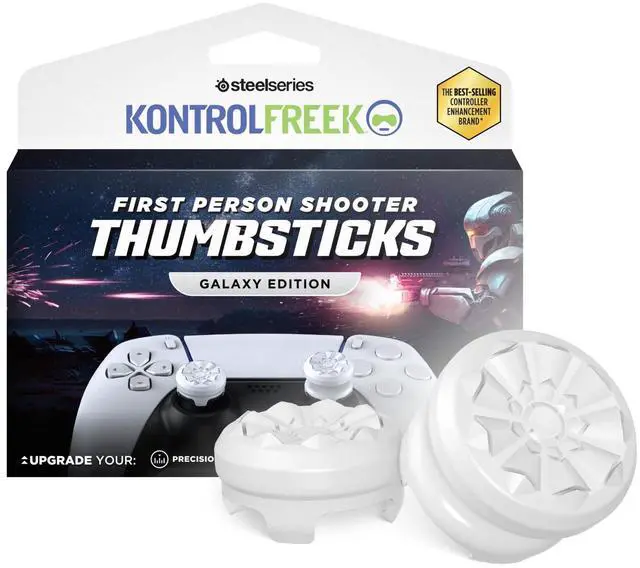 Main image of FPS Freek Galaxy White for PlayStation 4 (PS4) and PlayStation 5 (PS5) | Performance Thumbsticks | 1 High-Rise, 1 Mid-Rise | White