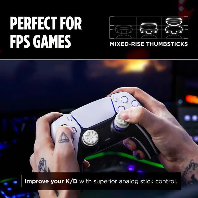Alt view image 4 of 7 - FPS Freek Galaxy White for PlayStation 4 (PS4) and PlayStation 5 (PS5) | Performance Thumbsticks | 1 High-Rise, 1 Mid-Rise | White