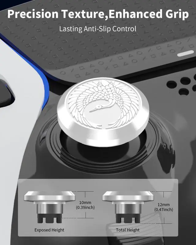 Alt view image 2 of 7 - Metal Thumbsticks & Back Paddles for PS5 Edge Controller Joystick Replacement, Custom Analog Thumb Sticks Caps for PS5 Dual Sense Edge Stick Module, 2 Joystick, 4 Back Buttons, Flying Crane