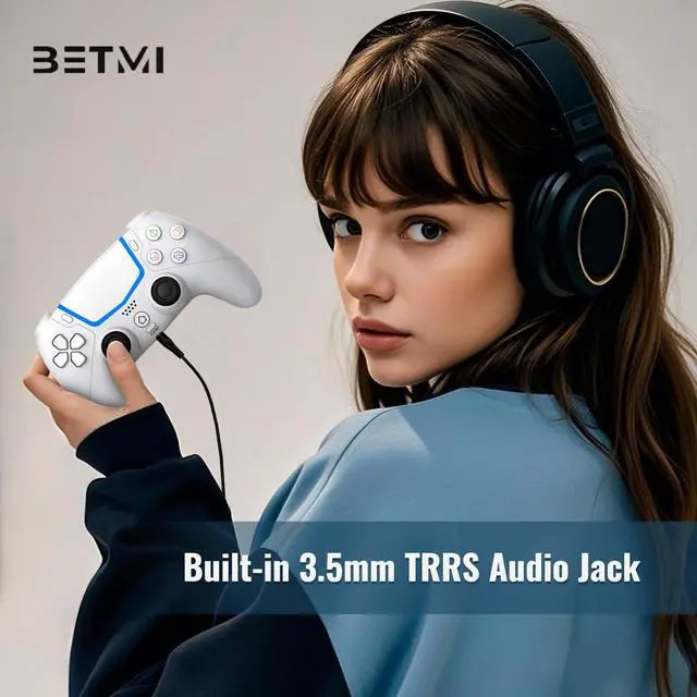 Alt view image 6 of 7 - Wireless Controller for PS-5/Pro/Slim/PC with Hall Joysticks (White)