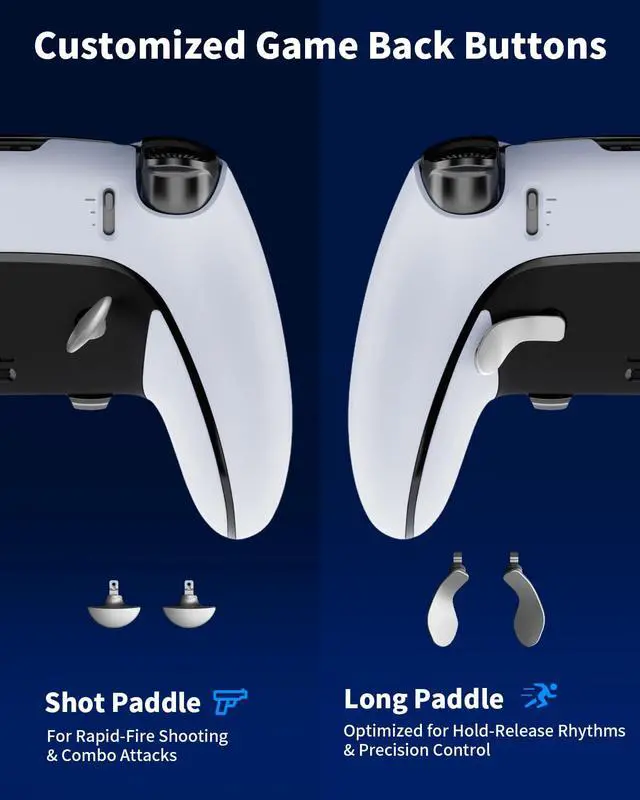 Alt view image 4 of 7 - Metal Thumbsticks & Back Paddles for PS5 Edge Controller Joystick Replacement, Custom Analog Thumb Sticks Caps for PS5 Dual Sense Edge Stick Module, 2 Joystick, 4 Back Buttons, Flying Crane