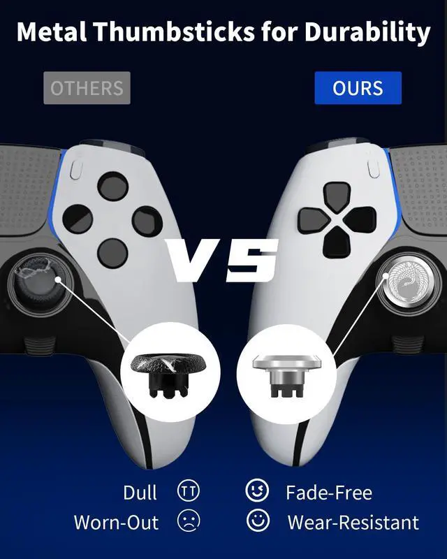 Alt view image 5 of 7 - Metal Thumbsticks & Back Paddles for PS5 Edge Controller Joystick Replacement, Custom Analog Thumb Sticks Caps for PS5 Dual Sense Edge Stick Module, 2 Joystick, 4 Back Buttons, Flying Crane