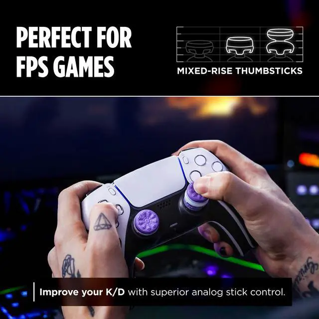 Alt view image 4 of 7 - FPS Freek Galaxy Purple for PlayStation 4 (PS4) and PlayStation 5 (PS5) | Performance Thumbsticks | 1 High-Rise, 1 Mid-Rise | Purple