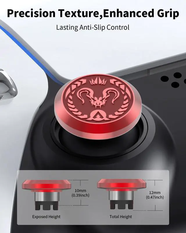 Alt view image 2 of 7 - Metal Thumbsticks for PS5 Controller Joystick Replacement, Thumb Sticks for PS4 Controller, Custom Thumb Grips for Switch Pro Controller, 2 Joystick, 2 Thumbstick Base, Predator Emblem