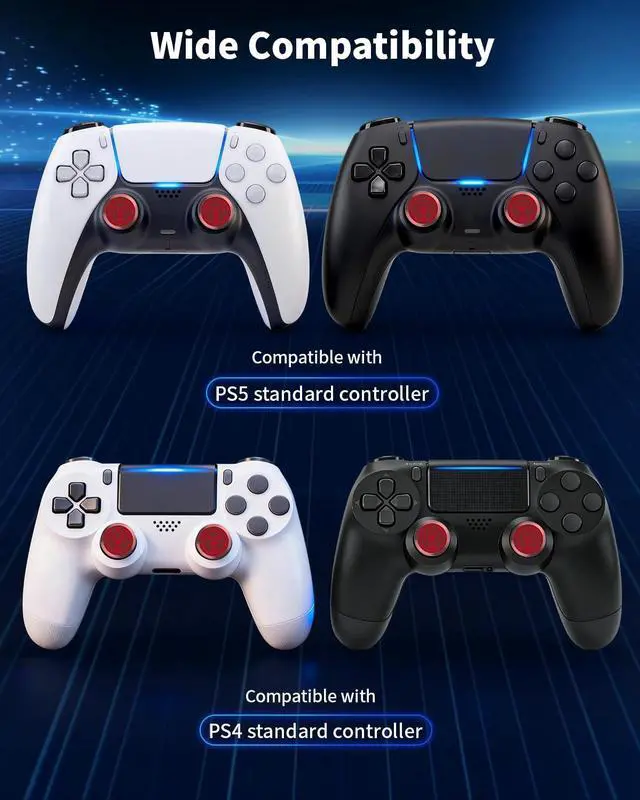 Alt view image 5 of 7 - Metal Thumbsticks for PS5 Controller Joystick Replacement, Thumb Sticks for PS4 Controller, Custom Thumb Grips for Switch Pro Controller, 2 Joystick, 2 Thumbstick Base, Predator Emblem