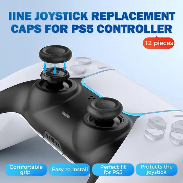 Alt view image 2 of 7 - Joystick Replacement Cap Thumb Grips for PS5/PS4 Controller, PS5/PS4 Controller Button Stick Covers, 3D Analog Cap Skin Replacement Part Repair Accessories, 12 PCS