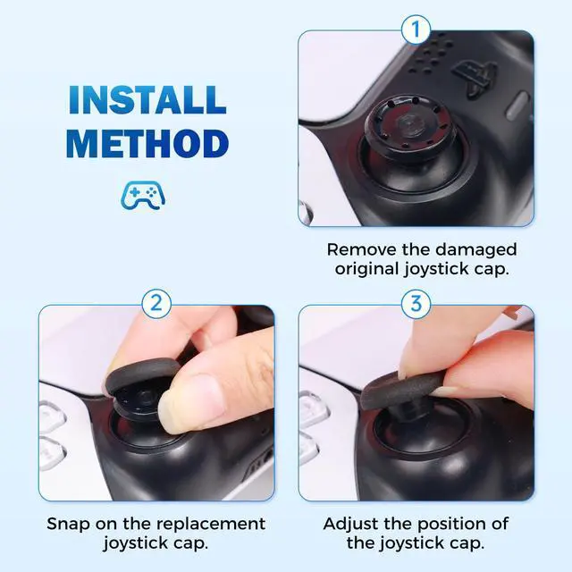 Alt view image 7 of 7 - Joystick Replacement Cap Thumb Grips for PS5/PS4 Controller, PS5/PS4 Controller Button Stick Covers, 3D Analog Cap Skin Replacement Part Repair Accessories, 12 PCS