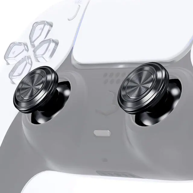 Main image of Custom Black Metal Thumbsticks for PS5 Controller, Replacement Aluminum Analog Stick Joystick for PS4 Controller