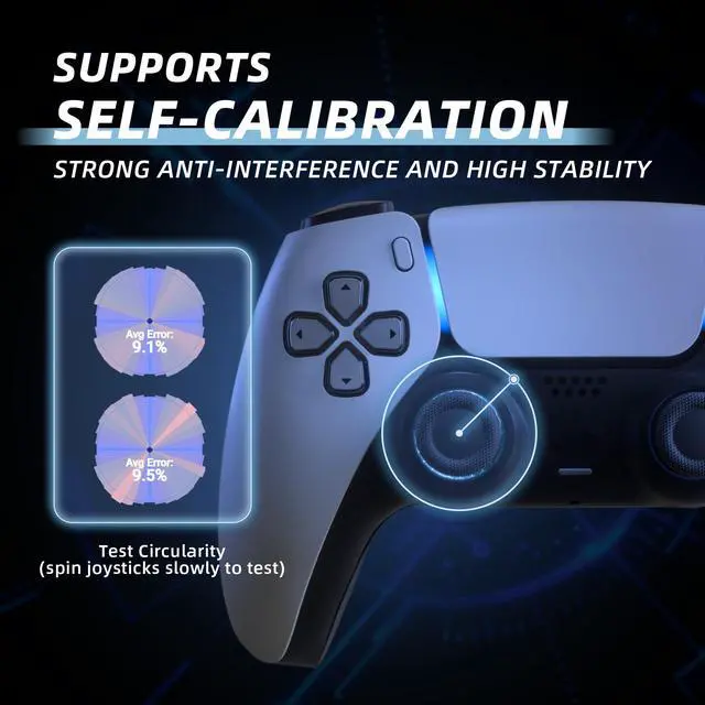 Alt view image 7 of 7 - eXhall Digital Calibrable Hall Effect Thumbstick Kit for PS5 Controller, Replacement 3D Joystick Analog Stick Sensor Module Kit for PS5 Controller with Calibrate FPC Board - Blue 80gf