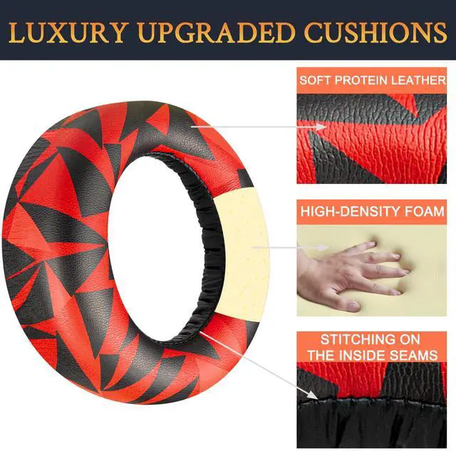 Alt view image 4 of 5 - Earpads Cushions Replacement for Sony PlayStation 5 Pulse PS5 3D Wireless Headset, Ear Pads Cushions with Soft Protein Leather, Noise Isolation Foam - Red Storm