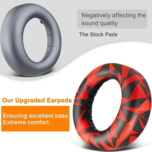 Alt view image 5 of 5 - Earpads Cushions Replacement for Sony PlayStation 5 Pulse PS5 3D Wireless Headset, Ear Pads Cushions with Soft Protein Leather, Noise Isolation Foam - Red Storm