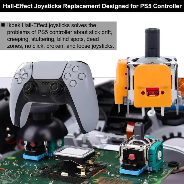 Alt view image 2 of 6 - 4pcs Hall-Effect Joysticks Replacement for DualSense PS5 Controller, 3D Analog Sensor Wheel Thumb Sticks Rocker Module Replacement for PlayStation 5 Controller
