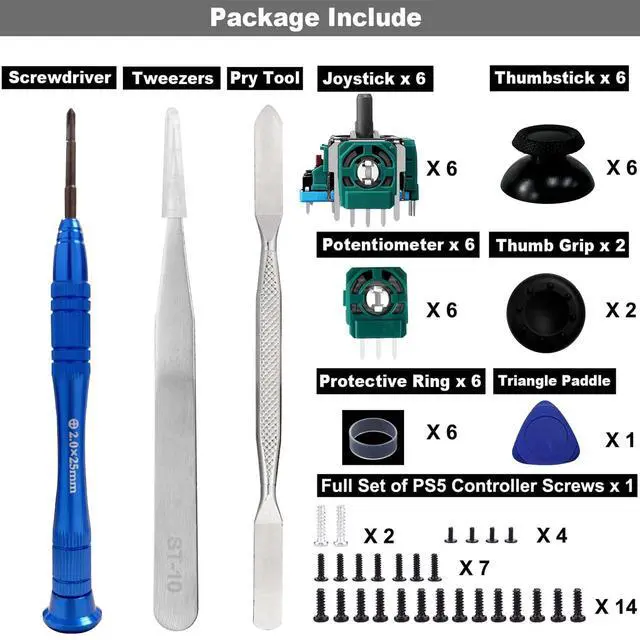 Alt view image 2 of 7 - 6 Pack Joysticks Replacement for PS5 Controller,Analog 3D Joysticks Replacement Compatible with PlayStation 5 Controller Part with Repair Screwdriver Kit for PS5 Controller.