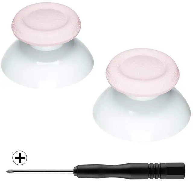 Main image of Cherry Blossoms Pink & White Dual-Color Replacement 3D Joystick Thumbsticks for PS5 Controller, Analog Thumb Sticks with Screwdriver for PS4 Slim Pro Controller