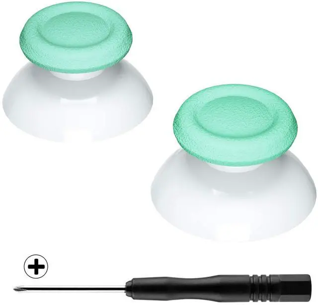 Main image of Mint Green & White Dual-Color Replacement 3D Joystick Thumbsticks for PS5 Controller, Analog Thumb Sticks with Screwdriver for PS4 Slim Pro Controller