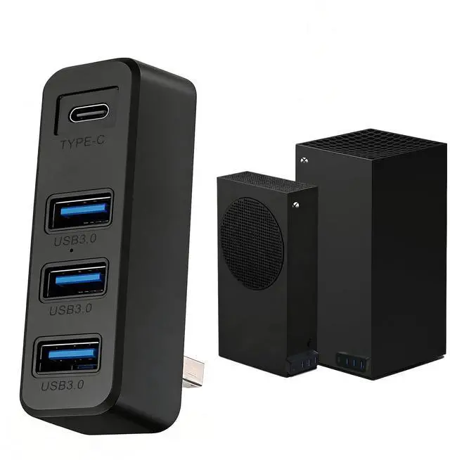 Main image of 4 Ports USB 3.0 Hub for Xbox Series X/S Consoles, Xbox Series USB Hub High-Speed Expansion Splitter Adapter with 3 USB 3.0 Ports + 1 Type C 3.0 Port for Xbox Series S/X Accessories (Black)
