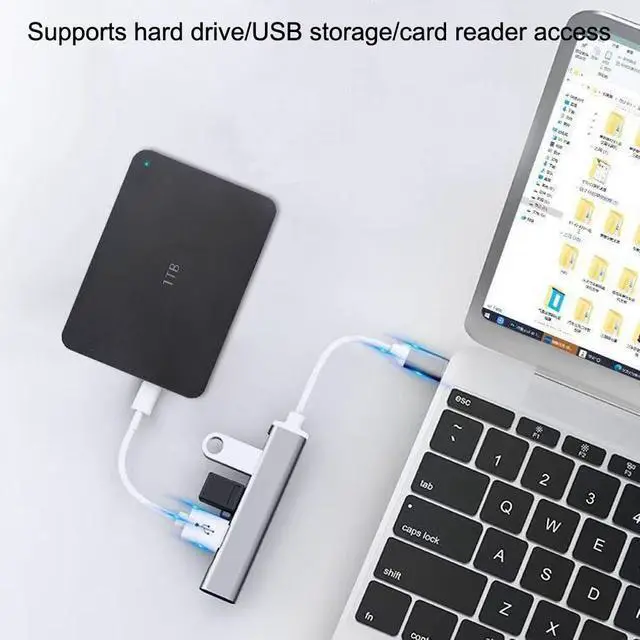 Alt view image 3 of 7 - 4-Port USB C Hub with USB 3.0/2.0, Multi-Port Type C Hub,Aluminum USB C Multiport Adapter for PC/Laptop/Keyboard/Mouse/Xbox/PS5/Flash Drive/Printer and More Devices