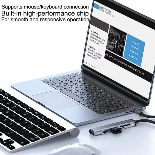 Alt view image 2 of 7 - 4-Port USB C Hub with USB 3.0/2.0, Multi-Port Type C Hub,Aluminum USB C Multiport Adapter for PC/Laptop/Keyboard/Mouse/Xbox/PS5/Flash Drive/Printer and More Devices