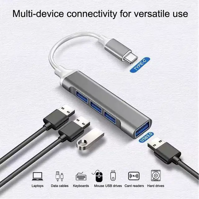 Alt view image 6 of 7 - 4-Port USB C Hub with USB 3.0/2.0, Multi-Port Type C Hub,Aluminum USB C Multiport Adapter for PC/Laptop/Keyboard/Mouse/Xbox/PS5/Flash Drive/Printer and More Devices