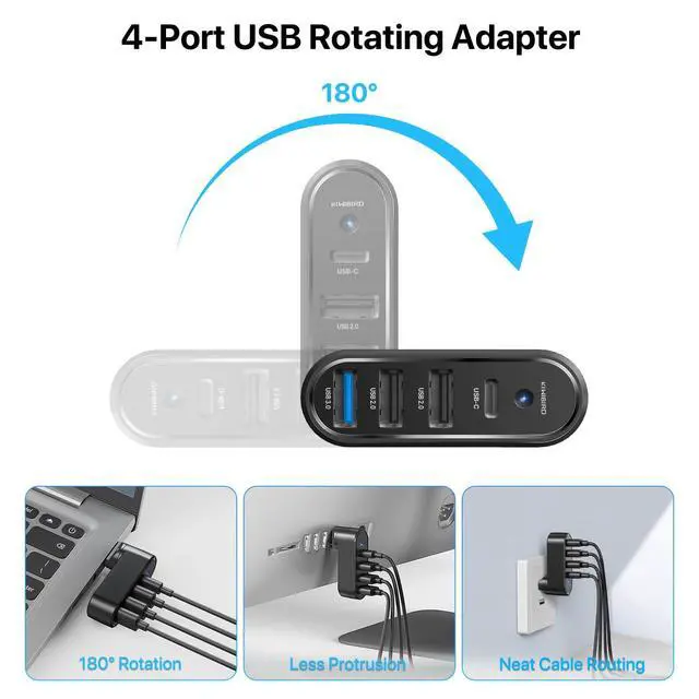 Alt view image 3 of 7 - USB Port Splitter, Double USB Adapter, Small mini USB HUB, USB Expander for Laptop with USB3.0 USB2.0 USBC 4 Port Compatible with Computer PC PS5 Keyboard Mouse Flash Drive Printer Phone