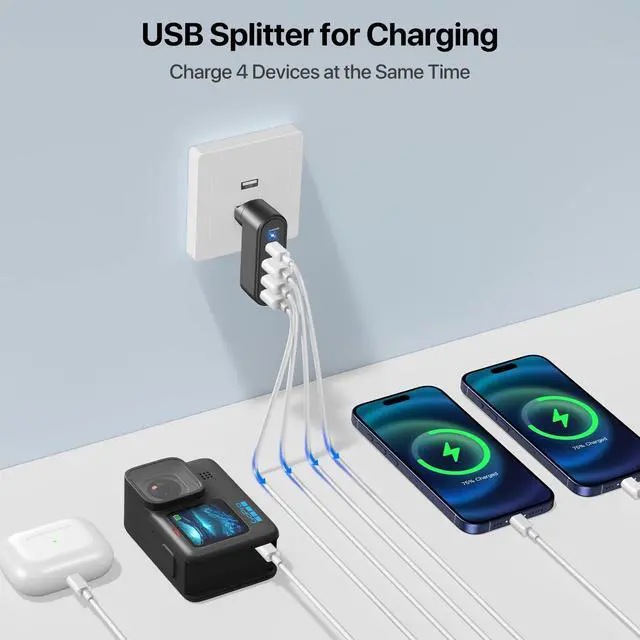 Alt view image 5 of 7 - USB Port Splitter, Double USB Adapter, Small mini USB HUB, USB Expander for Laptop with USB3.0 USB2.0 USBC 4 Port Compatible with Computer PC PS5 Keyboard Mouse Flash Drive Printer Phone