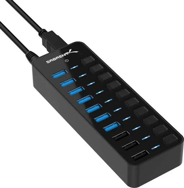Main image of 10-Port Powered USB 3.0 Hub, 3 Charging Ports, 60W (HB-B7C3)