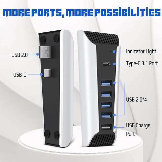 Alt view image 4 of 7 - 6-Port PS5 USB Hub and Port Expander for UHD and Digital Editions
