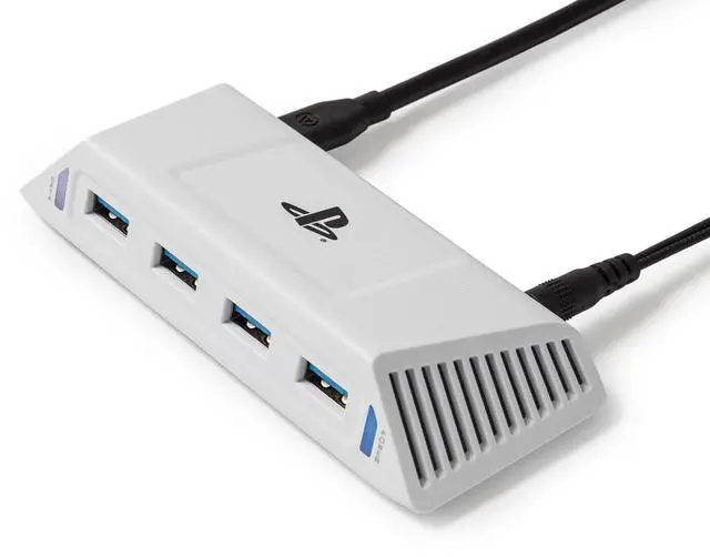 Main image of 4-Port USB 5Gbps Hub for PlayStation®5, USB 3.2, AC Powered, Weighted Base, Officially Licensed