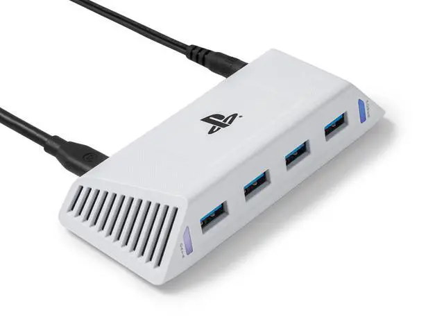 Alt view image 3 of 7 - 4-Port USB 5Gbps Hub for PlayStation®5, USB 3.2, AC Powered, Weighted Base, Officially Licensed