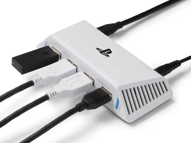 Alt view image 5 of 7 - 4-Port USB 5Gbps Hub for PlayStation®5, USB 3.2, AC Powered, Weighted Base, Officially Licensed