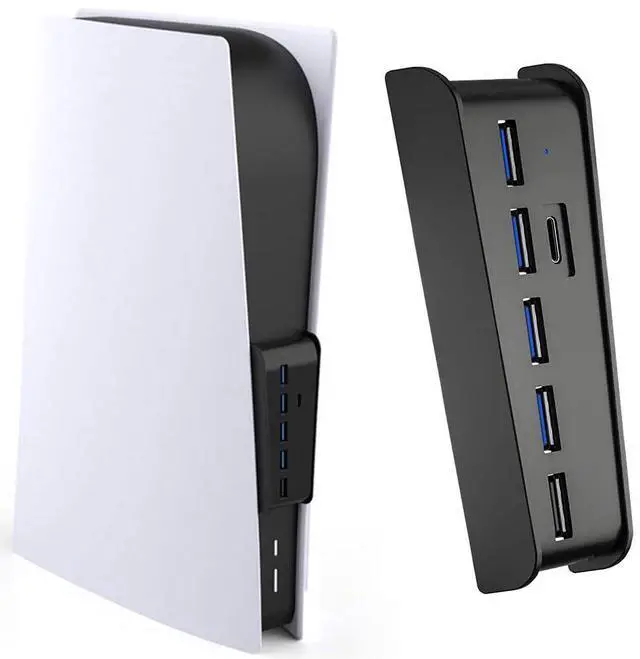 Main image of 6 Port USB Hub for PS5 Accessories, High-Speed Expansion Hub Charger Splitter Adapter with 4 USB-A 2.0 + 1 Charging Port + 1 Type C Port, Compatible with PlayStation 5 Console Front Jacks