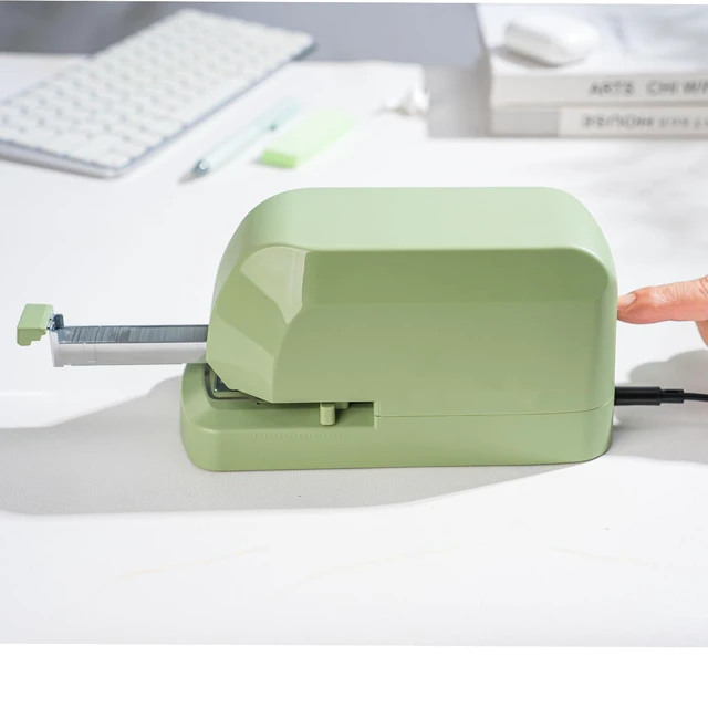 Alt view image 6 of 6 - Heavy Duty Electric Stapler Value Pack, 45 Sheet Capacity, Includes 1500 Staples & Staple Remover, No-Jam, Faster Stapling, Automatic Stapler Desktop,AC Adapter Powered (Saga Green)