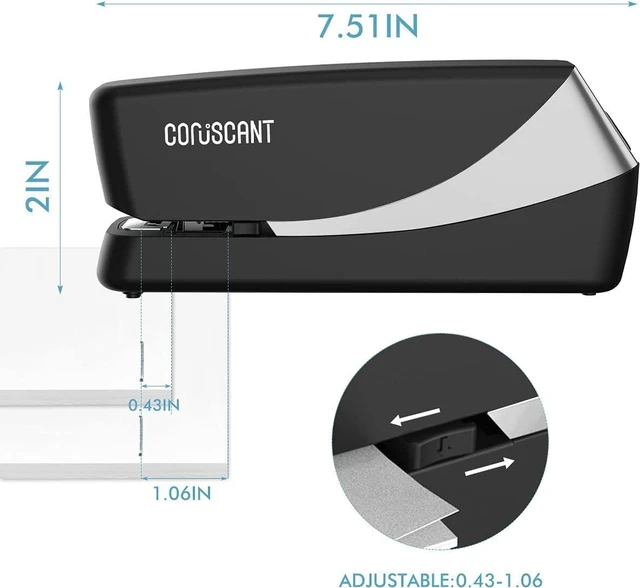 Alt view image 2 of 7 - Electric Stapler, No Jam Easy Reload, 25 Sheet Automatic Staplers for Desk, with 2000 Staples and 1 Staple Remover, Electric Desktop AC or Battery Powered for Classroom Office Home