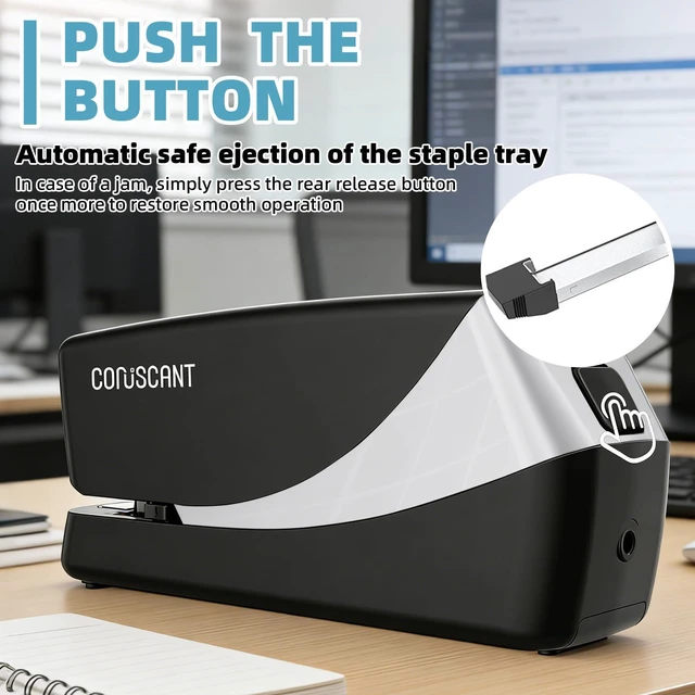Alt view image 4 of 7 - Electric Stapler, No Jam Easy Reload, 25 Sheet Automatic Staplers for Desk, with 2000 Staples and 1 Staple Remover, Electric Desktop AC or Battery Powered for Classroom Office Home