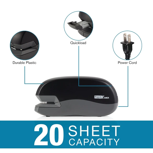 Alt view image 2 of 6 - 20EX Personal Electric Stapler, 20 Sheet Capacity, Black (73126)