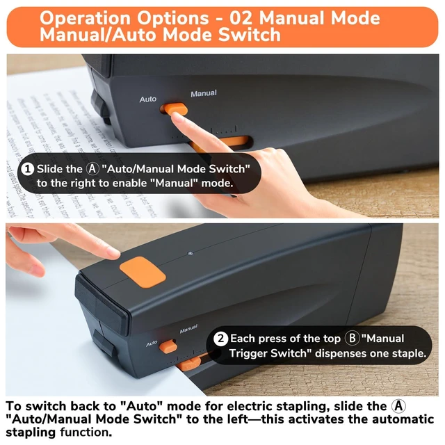 Alt view image 5 of 7 - Rechargeable Electric Stapler, 25 Sheet Capacity, Quiet Operation, Jam-Free and Easy Reload, Includes 1000 Staples, Black