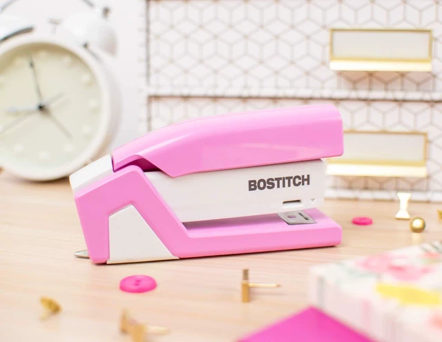 Alt view image 2 of 7 - Bostitch Office InCourage Spring-Powered Compact Stapler, 3-in-1, Plastic, Half Strip, 20 Sheet Capacity, BCA Pink (1588)