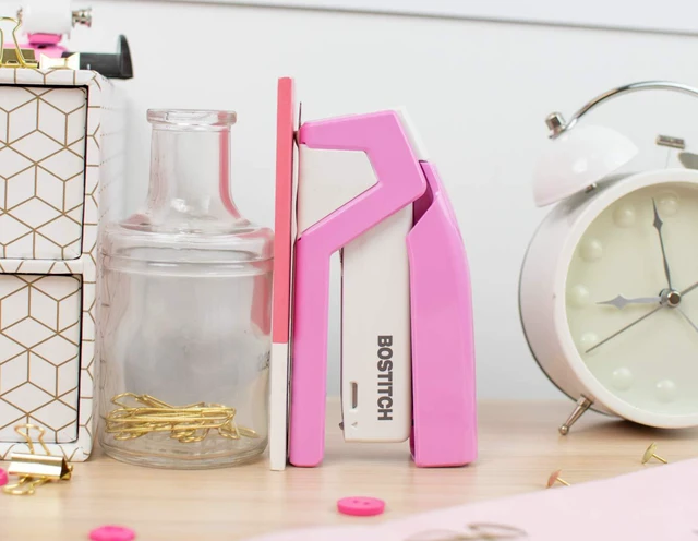 Alt view image 6 of 7 - Bostitch Office InCourage Spring-Powered Compact Stapler, 3-in-1, Plastic, Half Strip, 20 Sheet Capacity, BCA Pink (1588)