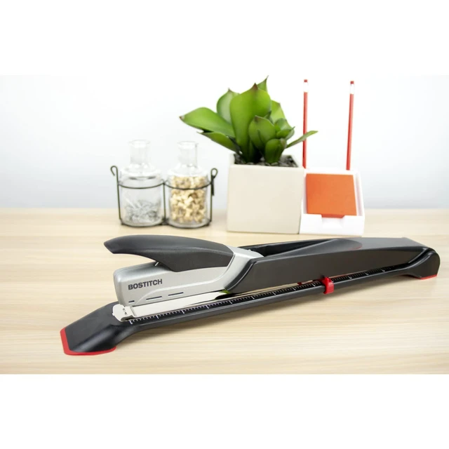 Alt view image 2 of 7 - Bostitch Office Booklet Stapler - One Finger, No Effort, Spring Powered, Long Reach Stapler - Silver (1610)