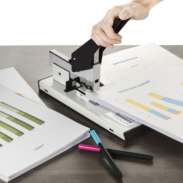 Alt view image 3 of 4 - Heavy Duty Stapler, 200 Sheet Capacity, 2000 Staples | All Metal Full Strip Stapler, Multiple Staple Sizes, for Thick Reports, High-Volume Office and Classroom Use