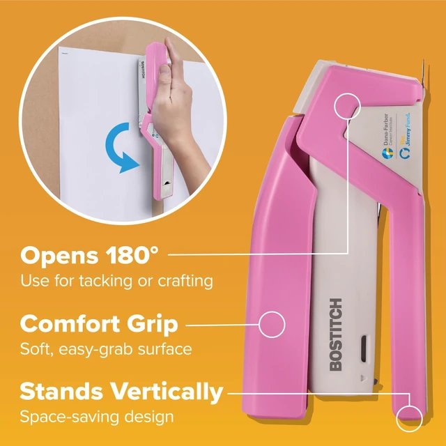 Alt view image 7 of 7 - Bostitch Office InCourage Spring-Powered Compact Stapler, 3-in-1, Plastic, Half Strip, 20 Sheet Capacity, BCA Pink (1588)